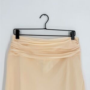 Guizio Eda Ruched Chiffon Flowy Midi Skirt In Cream